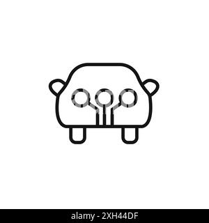Smart car icon logo sign vector outline in black and white color Stock Vector