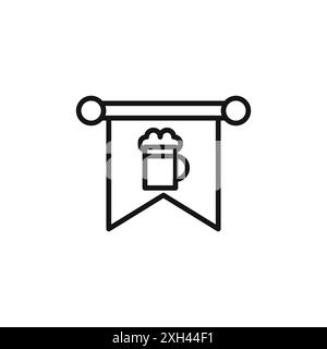 oktoberfest icon logo sign vector outline in black and white color Stock Vector