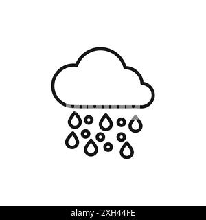 Rain icon logo sign vector outline in black and white color Stock Vector