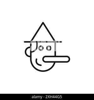 Pinocchio icon logo sign vector outline in black and white color Stock Vector