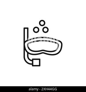 Snorkeling under water icon logo sign vector outline in black and white color Stock Vector