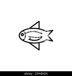 perch fish icon logo sign vector outline in black and white color Stock Vector