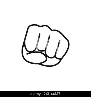 punch fist hand icon logo sign vector outline in black and white color Stock Vector