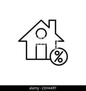 Rate for mortgage icon logo sign vector outline in black and white color Stock Vector