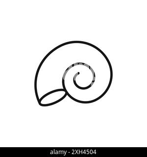 rounded shell icon logo sign vector outline in black and white color Stock Vector