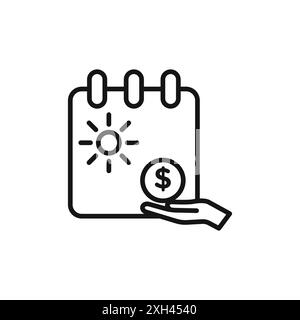Unlimited PTO icon logo sign vector outline in black and white color Stock Vector