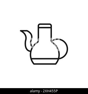 Teapot icon logo sign vector outline in black and white color Stock Vector