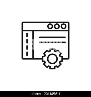 Web development icon logo sign vector outline in black and white color Stock Vector