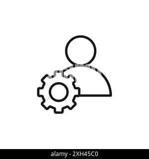 User Management Icon logo sign vector outline in black and white color Stock Vector
