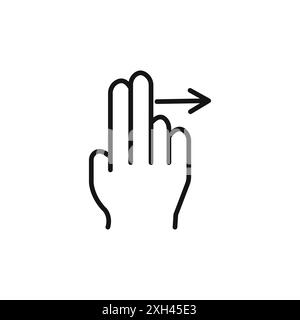 two fingers swipe right icon logo sign vector outline in black and white color Stock Vector