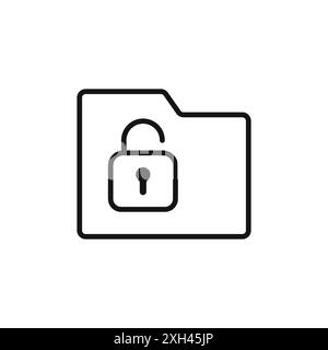 unlock folder icon logo sign vector outline in black and white color ...