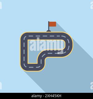Winding road is leading to a finish line marked by a checkered flag, symbolizing the pursuit of goals Stock Vector