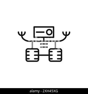 Wheels robot icon logo sign vector outline in black and white color Stock Vector