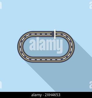 Minimalist oval racetrack with a finish line is representing the concept of competition Stock Vector