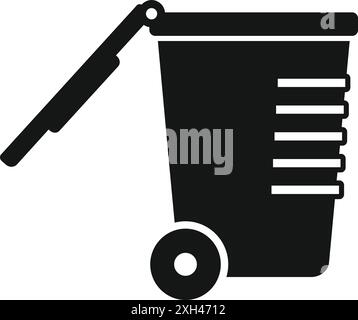 Simple black icon of a mobile garbage container with an open lid, ready for waste disposal Stock Vector