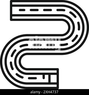 Simple line icon of a bobsleigh track, representing the fast paced winter olympic sport Stock Vector