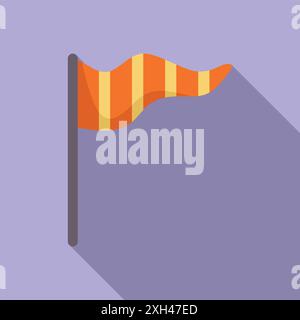 Windsock indicating wind direction and strength, used in meteorology and aviation Stock Vector