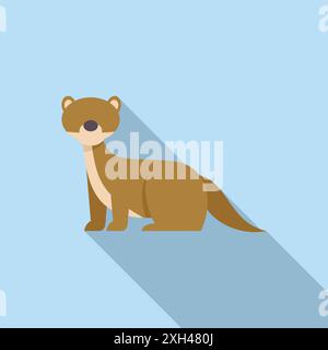 Minimalist illustration featuring an otter sitting and looking around, perfect for animal lovers and nature enthusiasts Stock Vector
