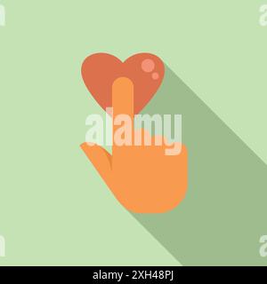 Hand is pressing a like button shaped like a heart, showing approval Stock Vector