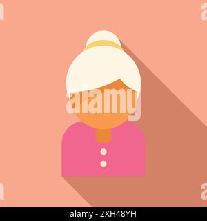 Minimalist illustration featuring a senior woman with gray hair styled in a bun, conveying a sense of dignity and experience Stock Vector