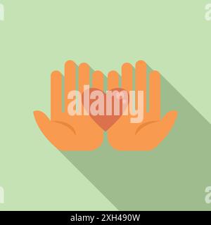 Two hands holding a red heart, symbolizing love, care, and compassion Stock Vector