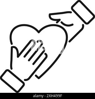 Two business people are holding a heart, representing the concept of teamwork Stock Vector