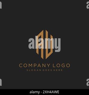 AU Letter logo icon design Stock Vector