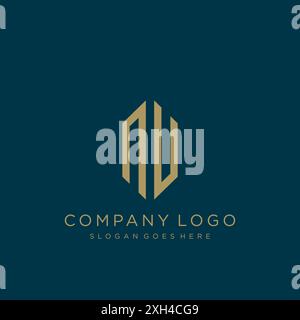 NU Letter logo icon design Stock Vector