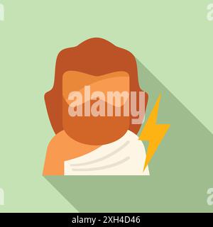 Cartoon character representing zeus, the god of the sky and thunder in greek mythology, holding a lightning bolt Stock Vector