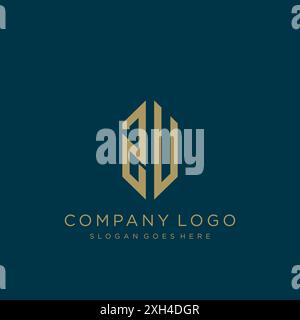 ZU Letter logo icon design Stock Vector