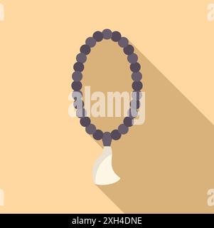 Islamic prayer beads with a white crescent moon pendant representing faith and devotion Stock Vector