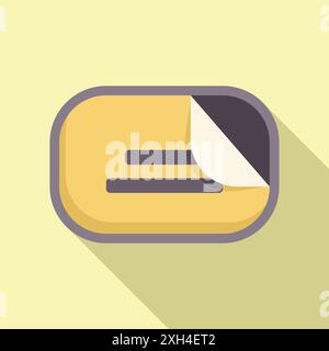 Blank rounded rectangular sticker with one curl up corner showing text lines underneath Stock Vector