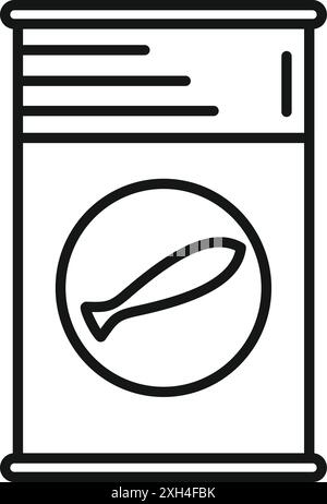 Simple icon of a fish tin can containing preserved seafood product Stock Vector