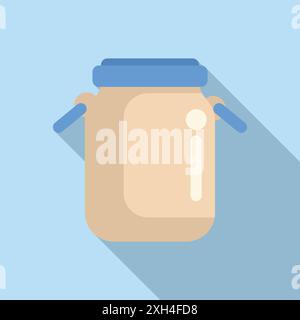 Flat design icon of a milk can with an information symbol, perfect for projects related to dairy products or farming Stock Vector