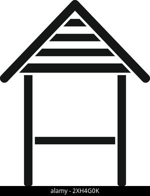 Simple icon representing a wooden market stall with striped roof, useful for commerce and trade concepts Stock Vector