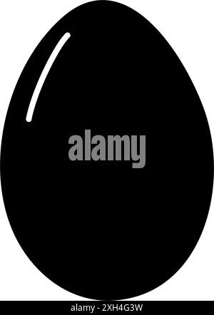 Chicken egg silhouette Black on white background. Single object in minimalistic style. Icon concept. Vector EPS. Sticker, card, poster, banner, brochure, price tag, label or web, billboard, promo idea Stock Vector