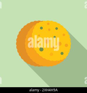 Round cracker icon flat, showing a baked snack or biscuit Stock Vector