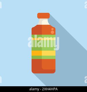 Glass bottle containing a liquid with bubbles is standing with a blue background Stock Vector