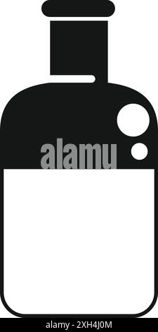 Simple icon of a chemical flask with bubbling liquid inside, perfect for representing chemistry experiments Stock Vector