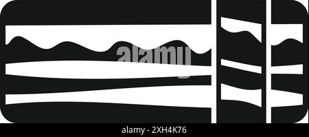 Black glyph icon depicting the different layers of an orthopedic mattress Stock Vector