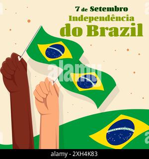 flat design for brazilian independence day celebration Stock Vector