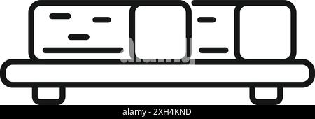 Simple icon of a conveyor belt moving cardboard boxes in a factory Stock Vector