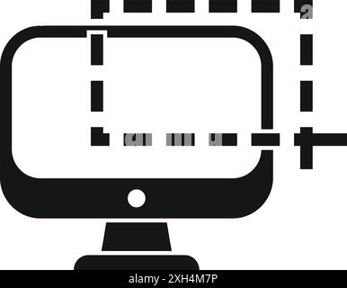 Black silhouette of a computer screen with a resizing tool, perfect for projects related to technology and customization Stock Vector