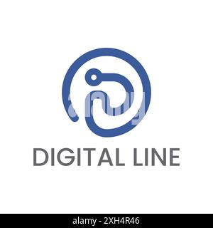 P Letter Circle Digital Line Circuit Technology Digital Abstract Logo Template Stock Vector