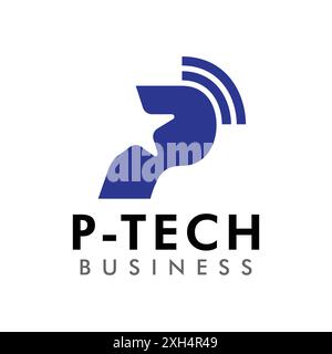 P Letter Technology Business Signal Network Abstract Logo Template Stock Vector