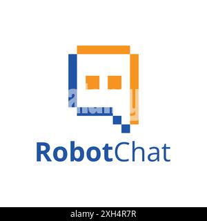 Robot Chat Message Communication Technology Digital Square Logo Template Stock Vector
