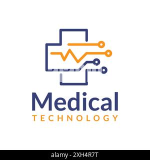 Medical Technology Heart Beat Healthy Dots Line Outline Logo Template Stock Vector