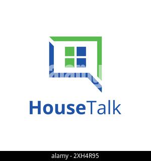 House Talk Chat Message Communication Window Rectangular Logo Template Stock Vector