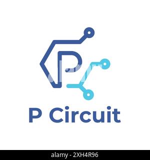 P Letter Hexagon Circuit Business Technology Digital Logo Template Stock Vector