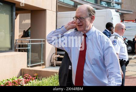 Washington, United States. 09th July, 2024. United States Representative Brad Sherman (Democrat of California) arrives for the ‘all hands meeting' to discuss United States President Joe Biden's continued candidacy for reelection at the Democratic National Committee Headquarters in Washington, DC, USA on Tuesday, July 9, 2024. Photo by Ron Sachs/CNP/ABACAPRESS.COM Credit: Abaca Press/Alamy Live News Stock Photo